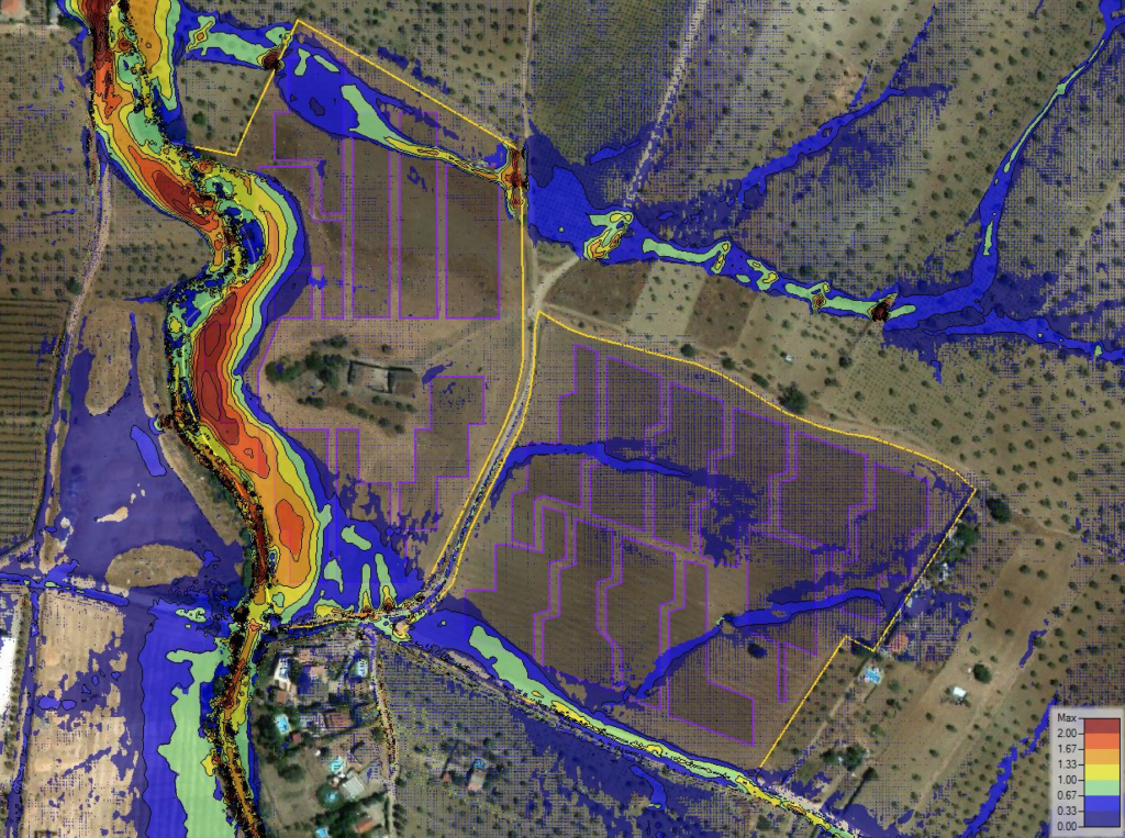 Flood risk studies for PV plants